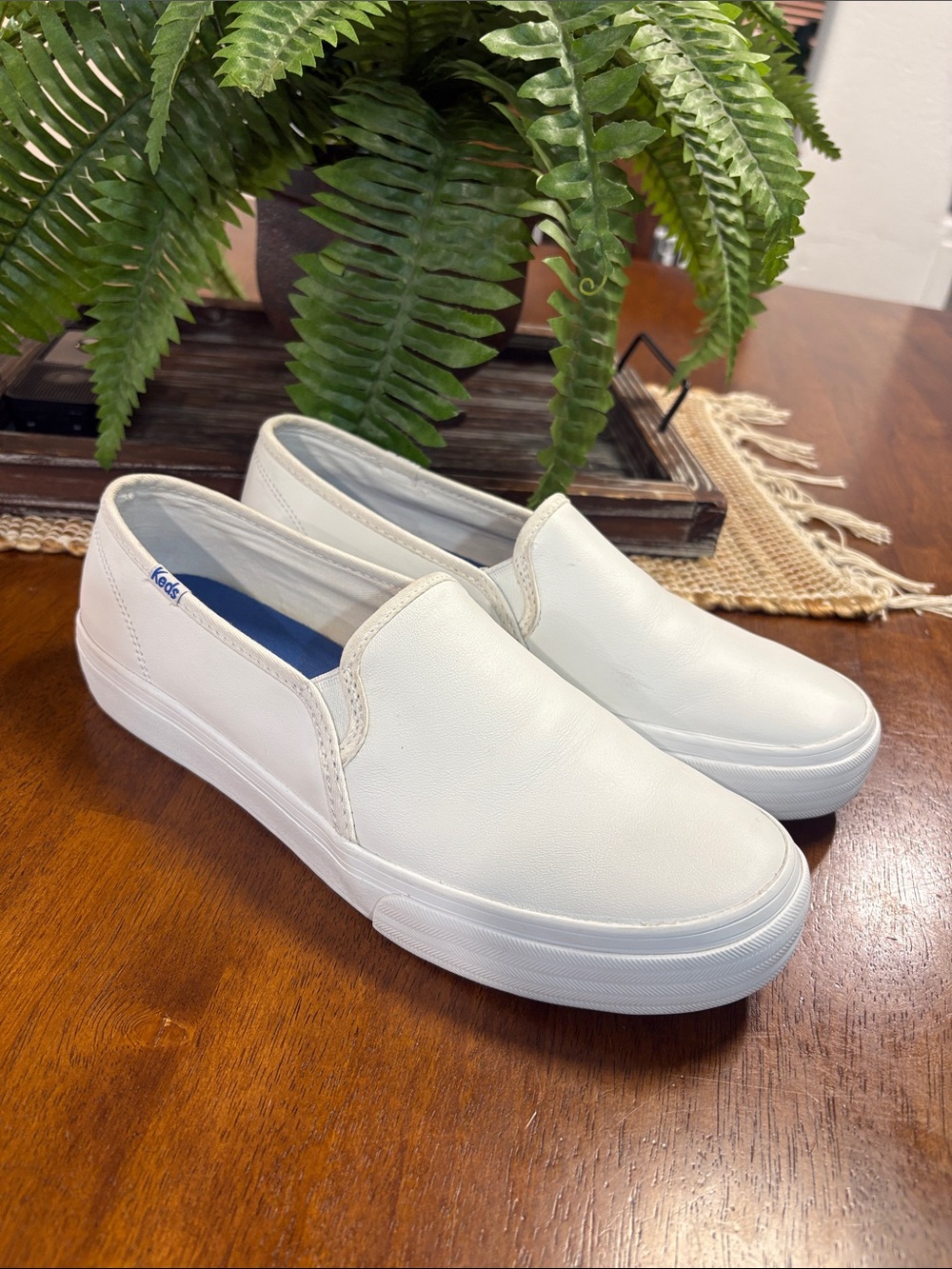Keds White Slip-On Platform leather Loafers